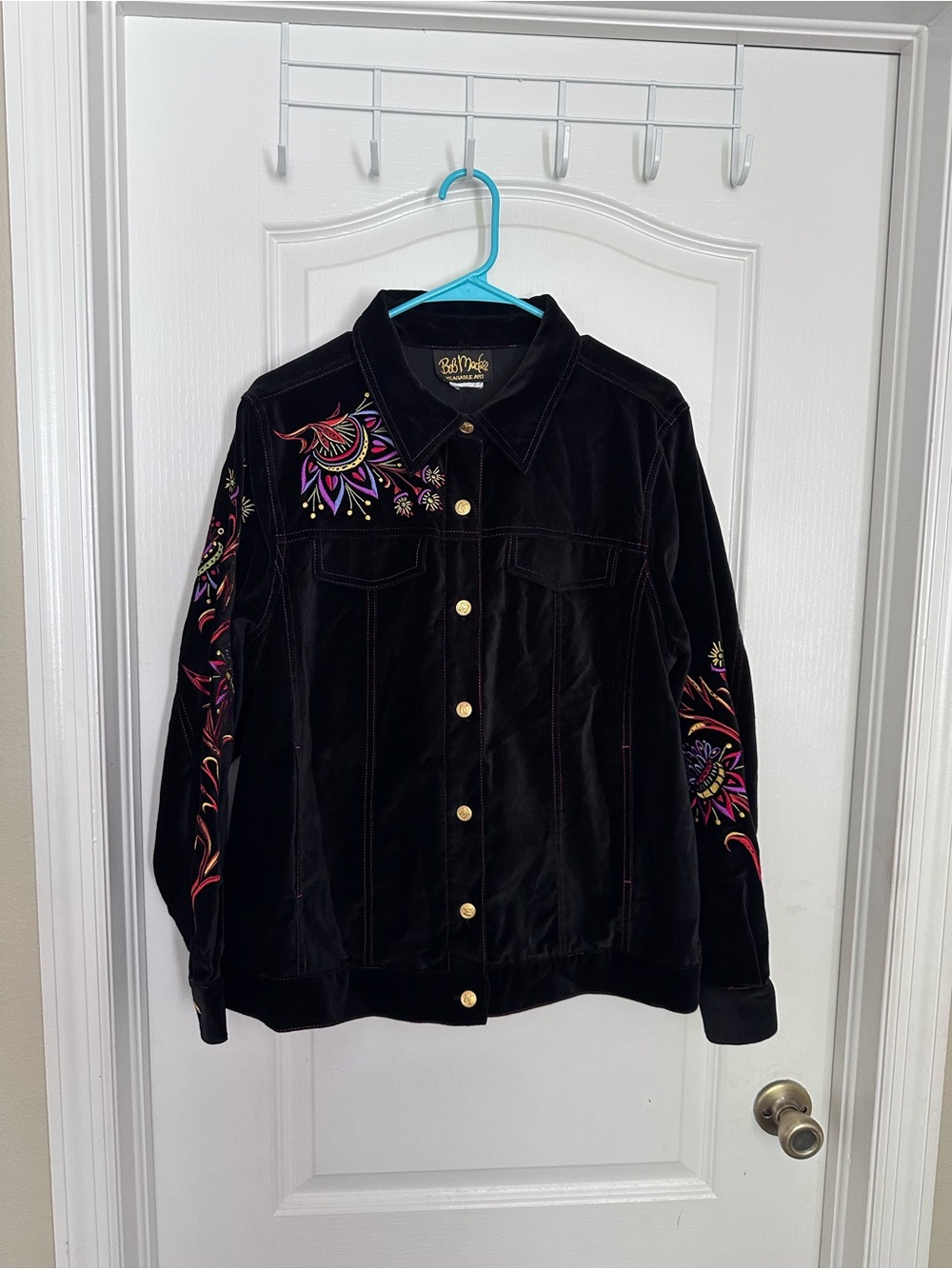 Bob Mackie Embroidered Jacket Black Multicolour Multiple colors size  L - Picture 4 of 13